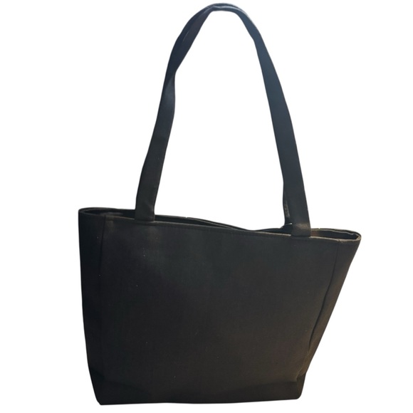 NEW Tote Bag Black Canvas Embroidered Floral Birds Purple Green Teal Zippered - Picture 8 of 16